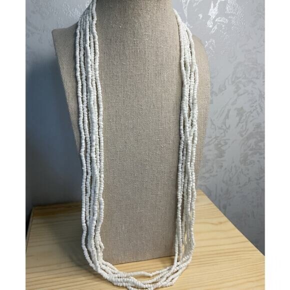 Multi Stranded White Sea Beaded Lobster Claw Clasp - Picture 1 of 5
